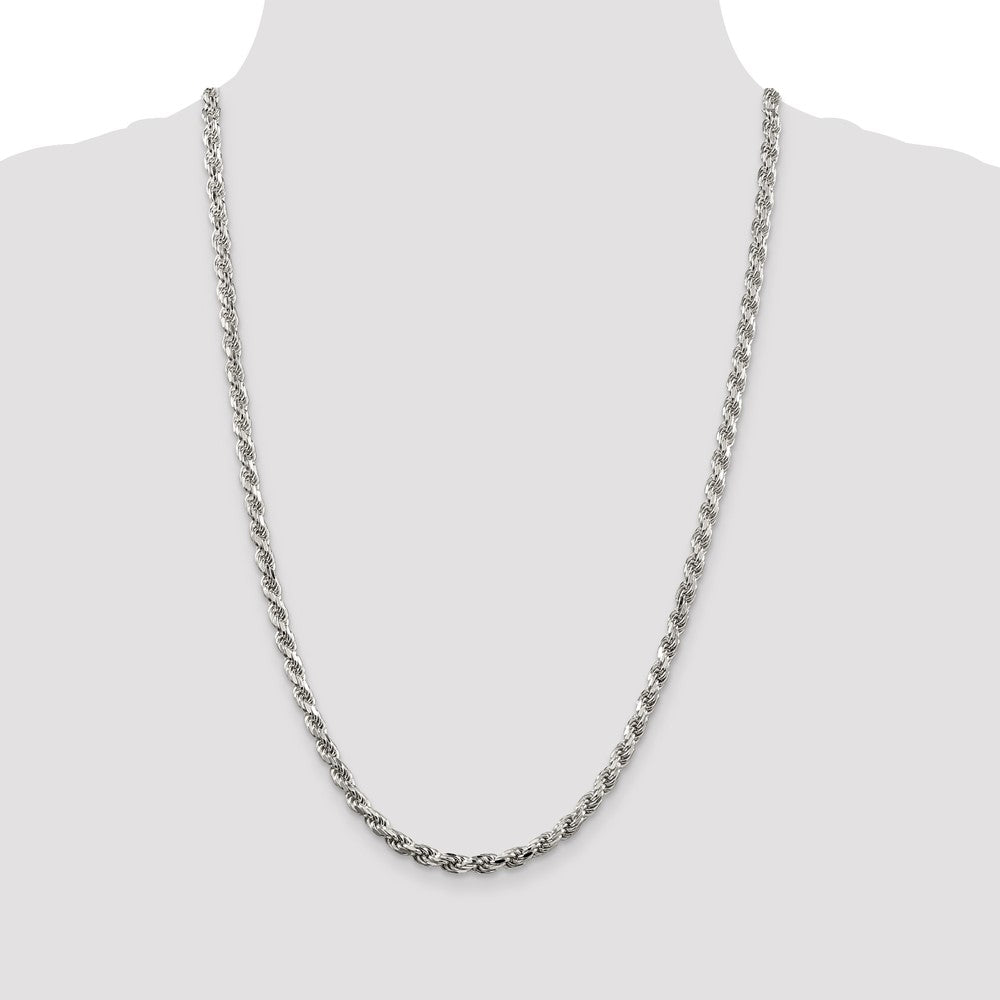 Sterling Silver 4.6mm Diamond-cut Rope Chain