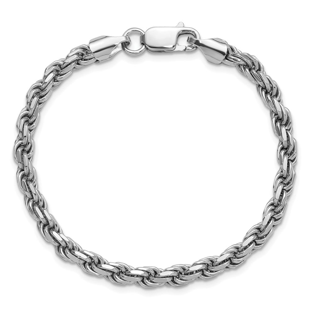 Sterling Silver Rhodium-plated 4.6mm Diamond-cut Rope Chain