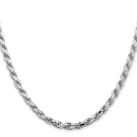 Sterling Silver Rhodium-plated 5.75mm Diamond-cut Rope Chain