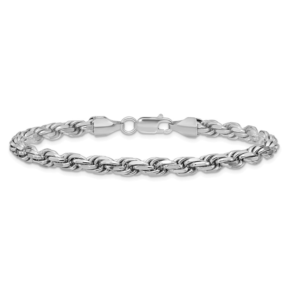 Sterling Silver Rhodium-plated 5.75mm Diamond-cut Rope Chain