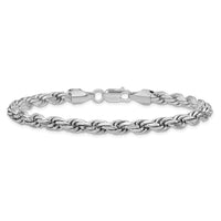 Sterling Silver Rhodium-plated 5.75mm Diamond-cut Rope Chain