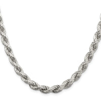 Sterling Silver 6.5mm Diamond-cut Rope Chain
