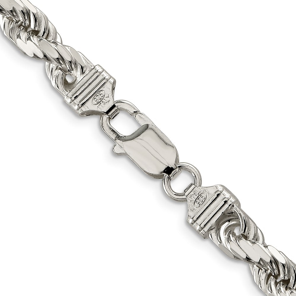 Sterling Silver 6.5mm Diamond-cut Rope Chain