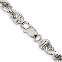 Sterling Silver 6.5mm Diamond-cut Rope Chain