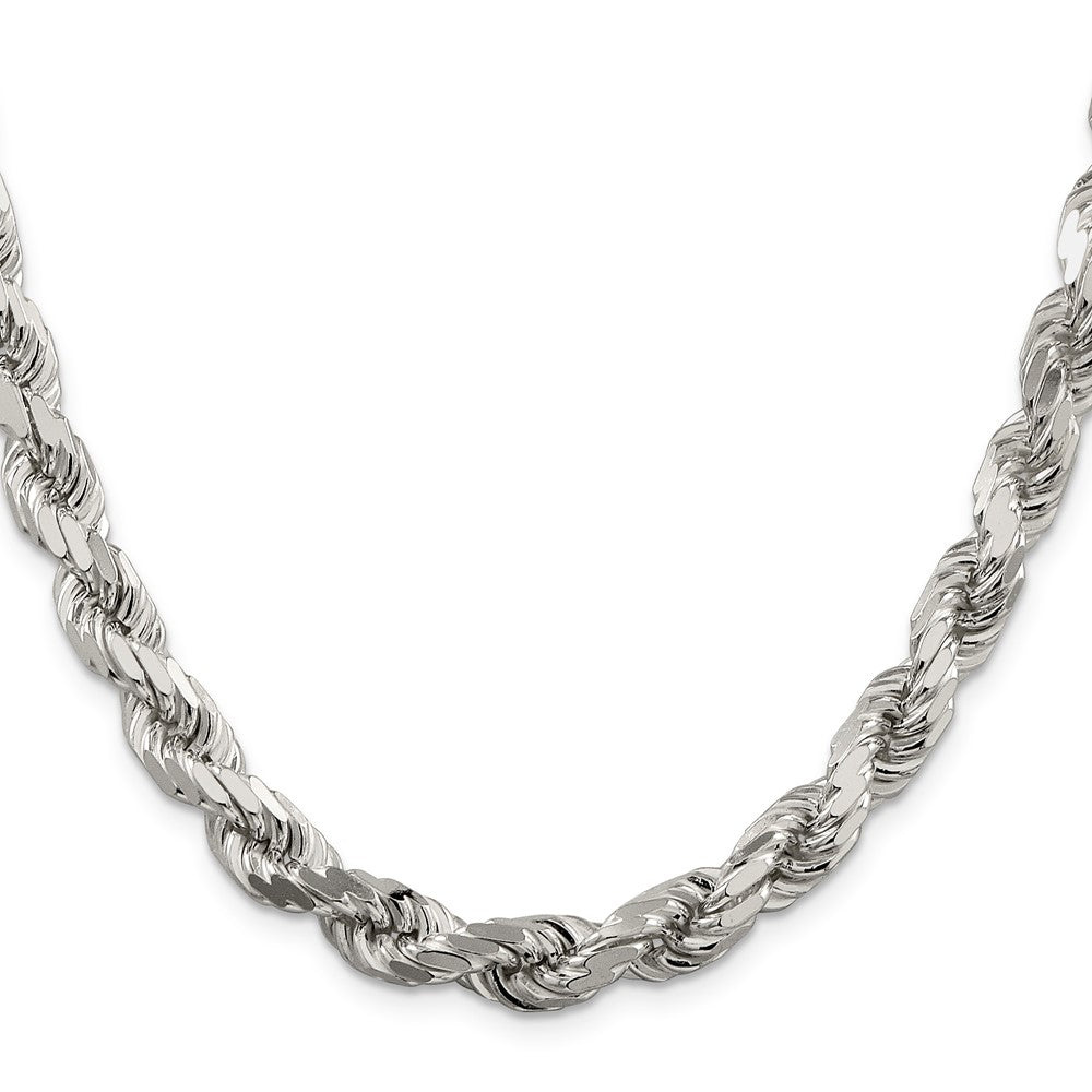 Sterling Silver 7.8mm Diamond-cut Rope Chain