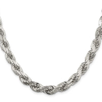 Sterling Silver 7.8mm Diamond-cut Rope Chain