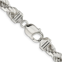 Sterling Silver 7.8mm Diamond-cut Rope Chain