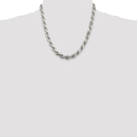 Sterling Silver 7.8mm Diamond-cut Rope Chain