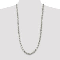 Sterling Silver 7.8mm Diamond-cut Rope Chain