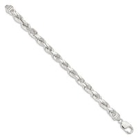 Sterling Silver 7.8mm Diamond-cut Rope Chain