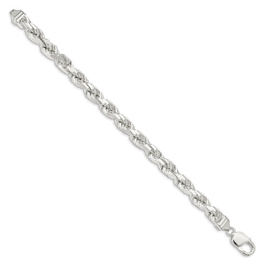 Sterling Silver 7.8mm Diamond-cut Rope Chain