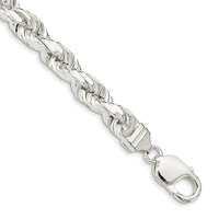 Sterling Silver 7.8mm Diamond-cut Rope Chain