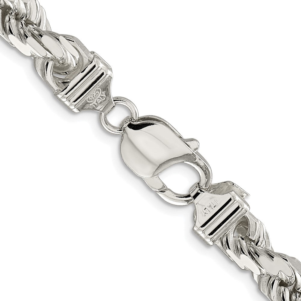 Sterling Silver Rhodium-plated 7.8mm Diamond-cut Rope Chain
