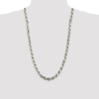Sterling Silver Rhodium-plated 7.8mm Diamond-cut Rope Chain