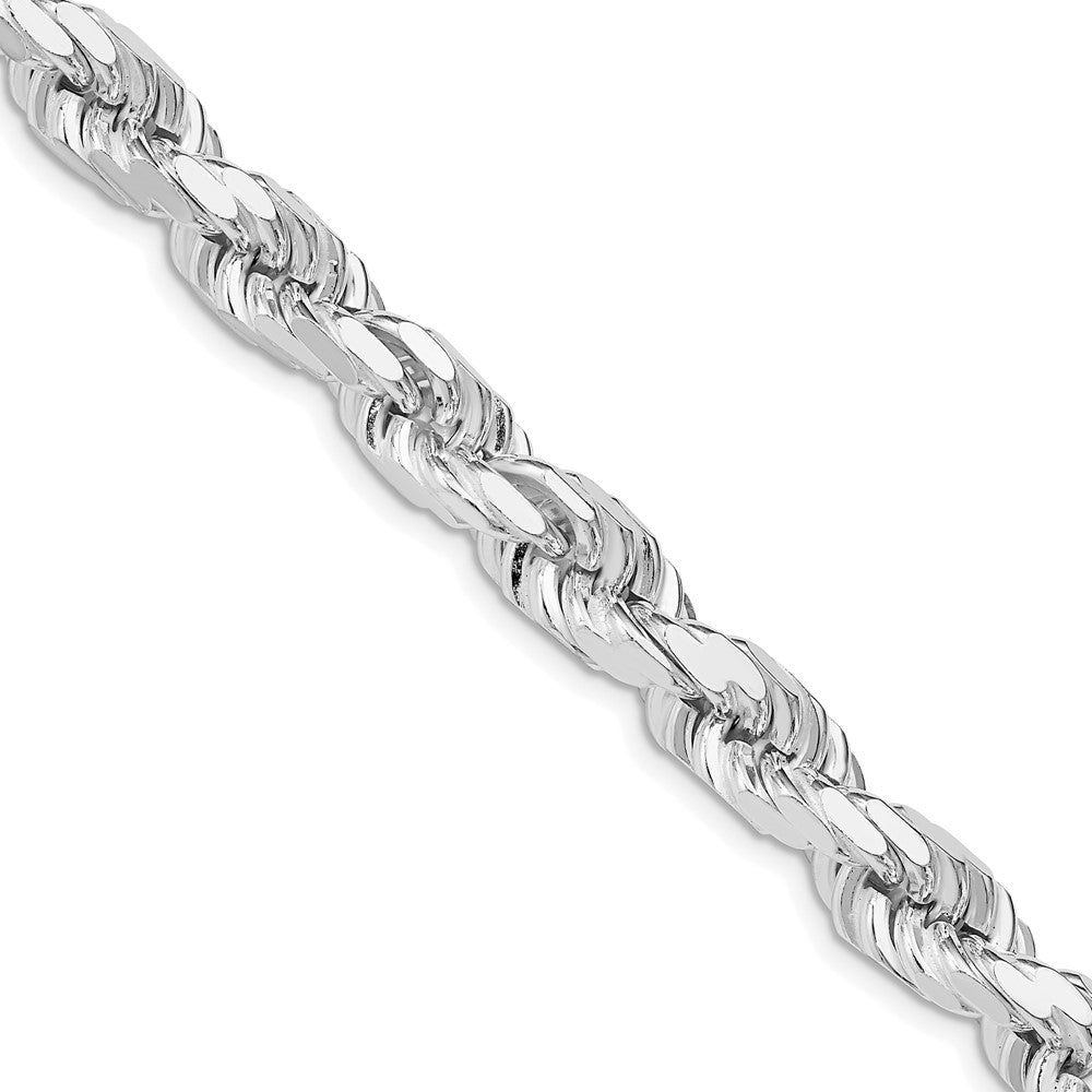 Sterling Silver Rhodium-plated 7.8mm Diamond-cut Rope Chain