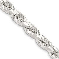 Sterling Silver 7.8mm Diamond-cut Rope Chain