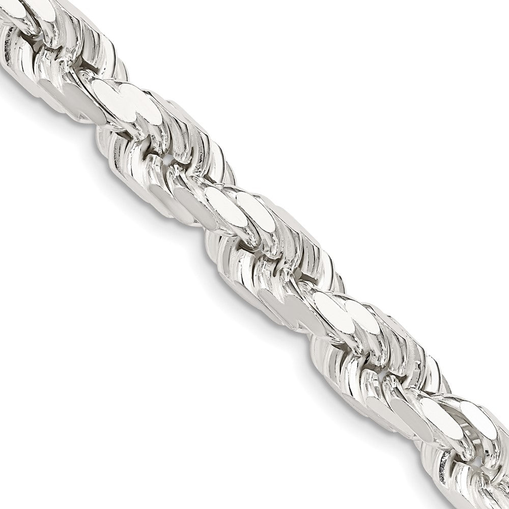 Sterling Silver 7.8mm Diamond-cut Rope Chain