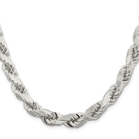 Sterling Silver 9.0mm Diamond-cut Rope Chain