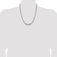 Sterling Silver 9.0mm Diamond-cut Rope Chain