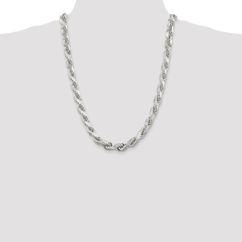 Sterling Silver 9.0mm Diamond-cut Rope Chain