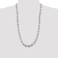 Sterling Silver 9.0mm Diamond-cut Rope Chain