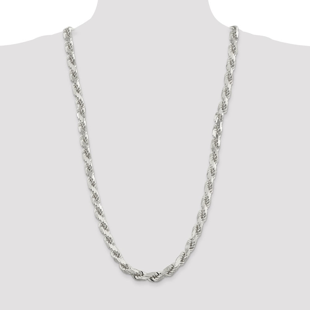 Sterling Silver 9.0mm Diamond-cut Rope Chain