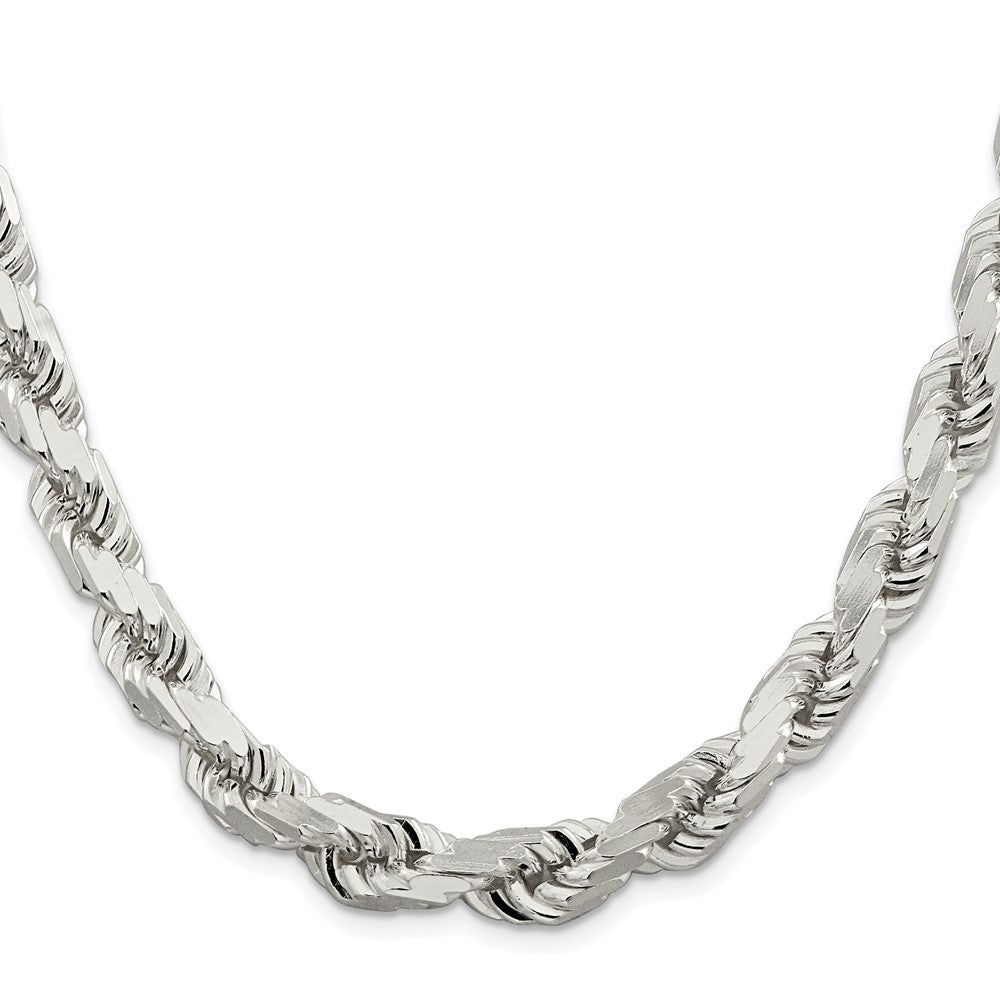 Sterling Silver Rhodium-plated 9.0mm Diamond-cut Rope Chain