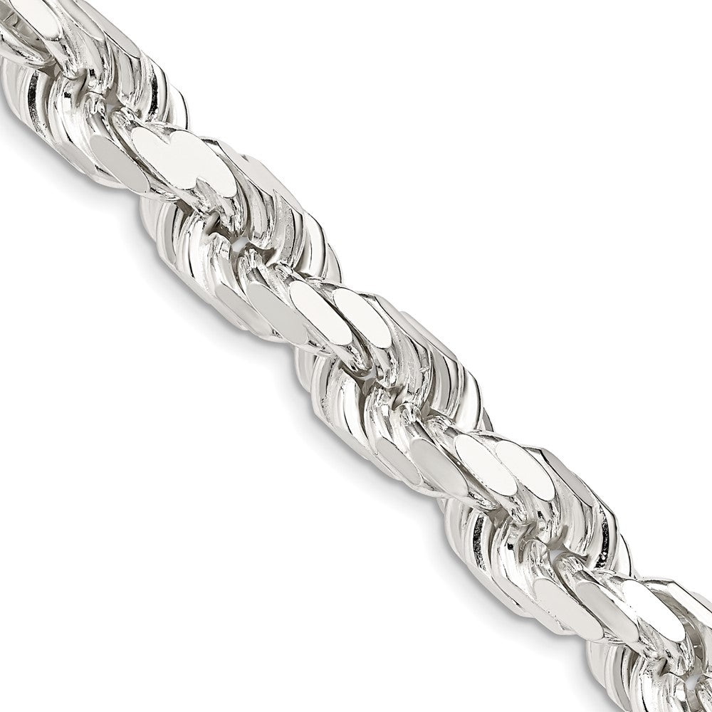 Sterling Silver 9.0mm Diamond-cut Rope Chain