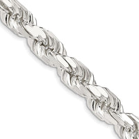 Sterling Silver 9.0mm Diamond-cut Rope Chain