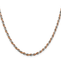Sterling Silver And Rose Vermeil 2.5mm Diamond-cut Rope Chain