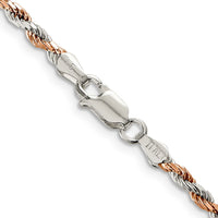 Sterling Silver And Rose Vermeil 2.5mm Diamond-cut Rope Chain