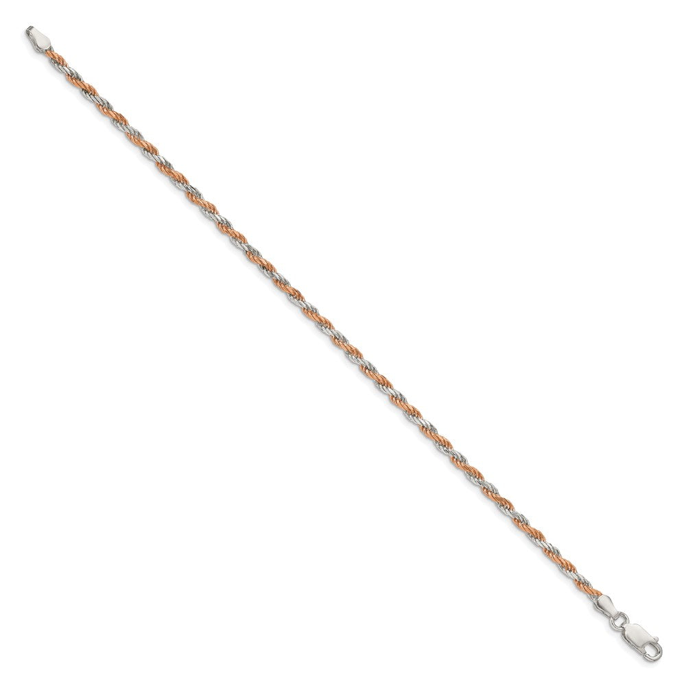 Sterling Silver And Rose Vermeil 2.5mm Diamond-cut Rope Chain