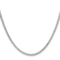 Sterling Silver Rhodium-plated 3.0mm Double Diamond-cut Curb Chain