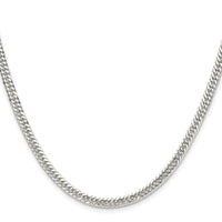 Sterling Silver Rhodium-plated 3.9mm Double Diamond-cut Curb Chain