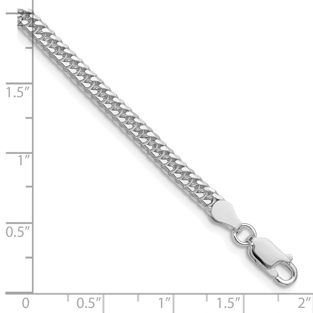 Sterling Silver Rhodium-plated 3.9mm Double Diamond-cut Curb Chain