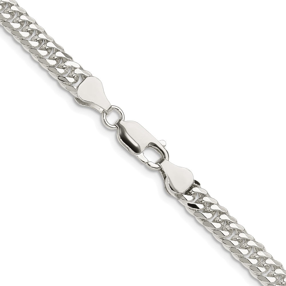 Sterling Silver Rhodium-plated 5.7mm Double Diamond-cut Curb Chain