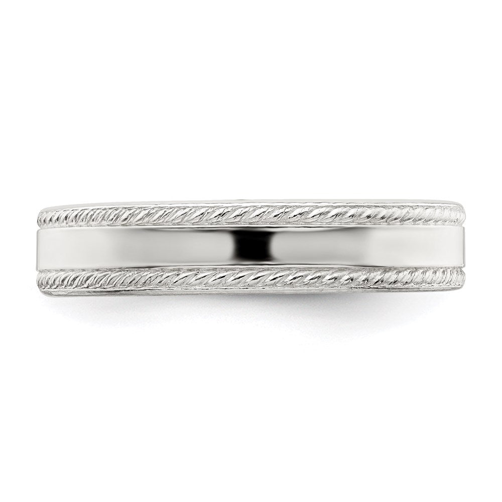 Sterling Silver 4mm Design Edge Band