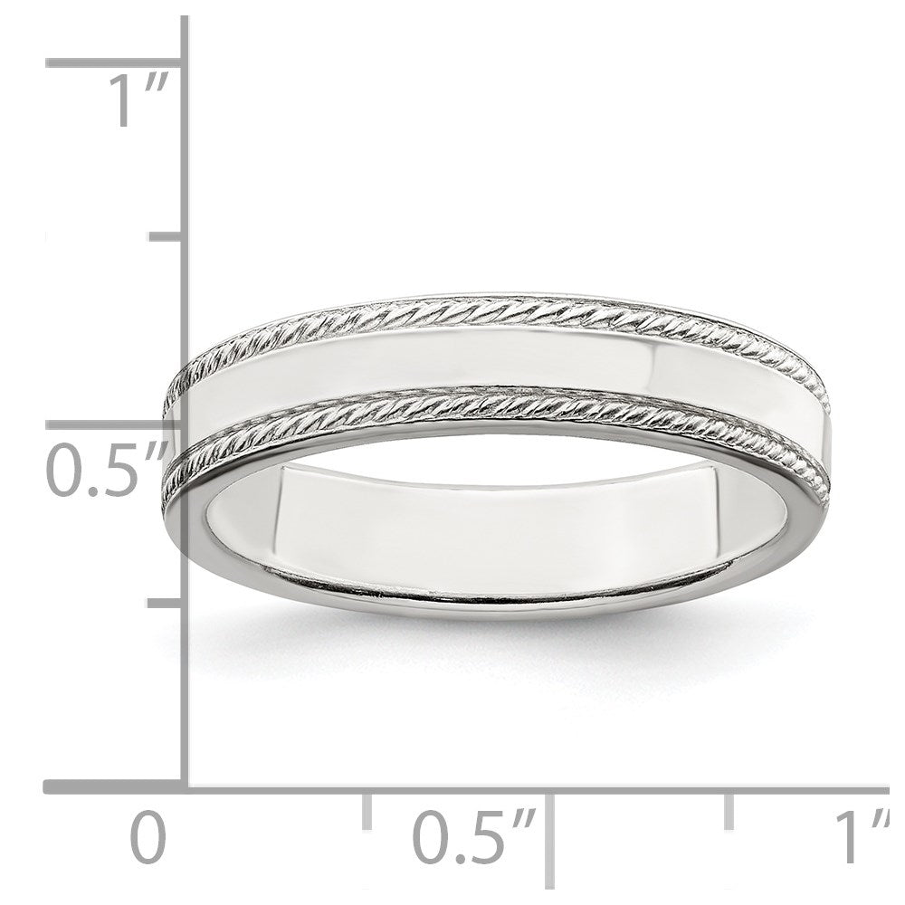 Sterling Silver 4mm Design Edge Band