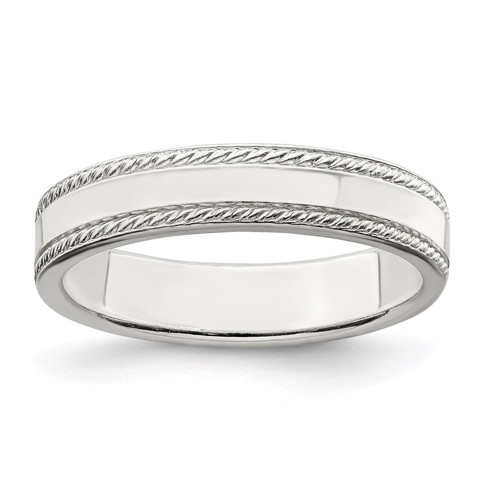 Sterling Silver 4mm Design Edge Band