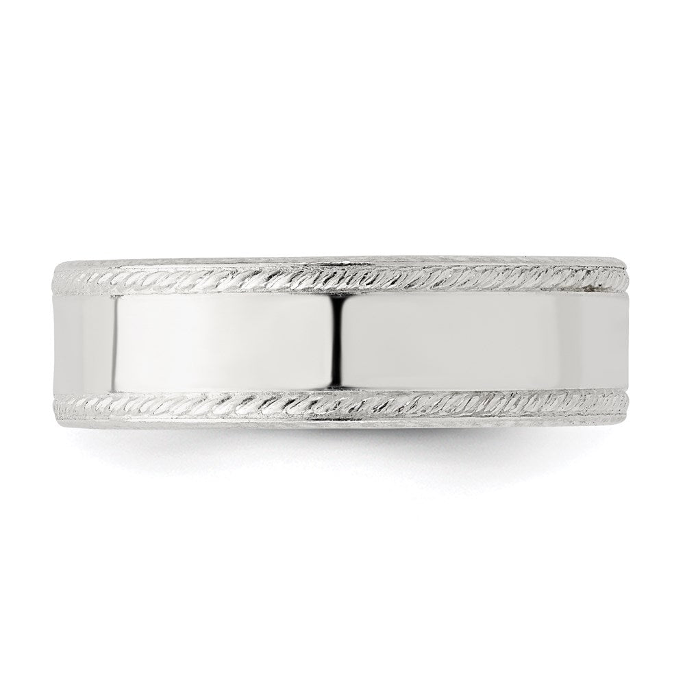 Sterling Silver 6mm Design Edge Band