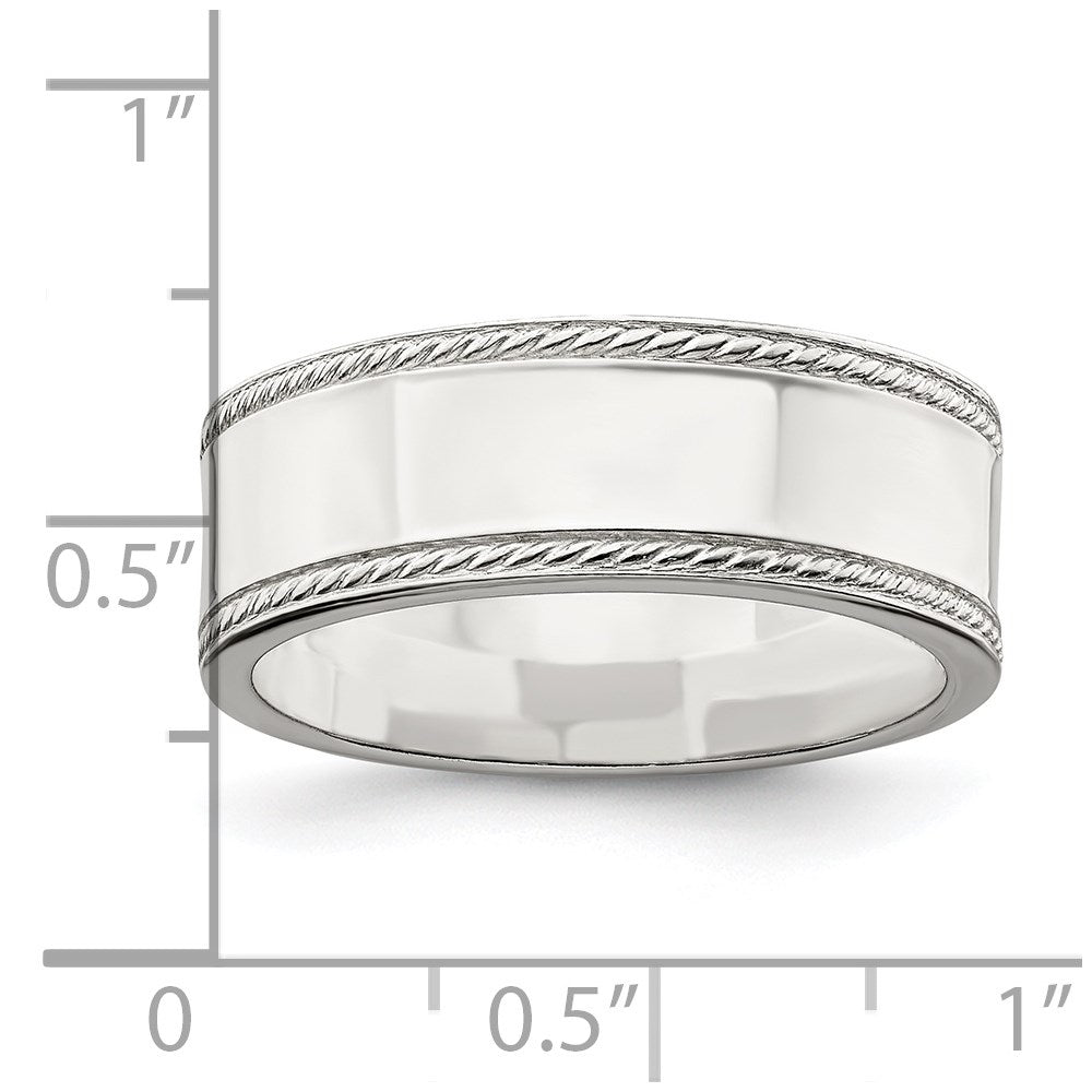 Sterling Silver 7 mm Design Edge Band