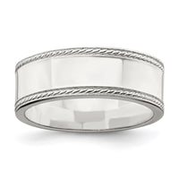 Sterling Silver 7 mm Design Edge Band