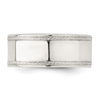 Sterling Silver 8mm Designed Edge Band
