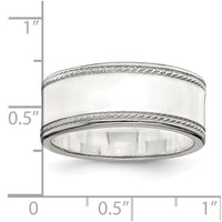 Sterling Silver 8mm Designed Edge Band
