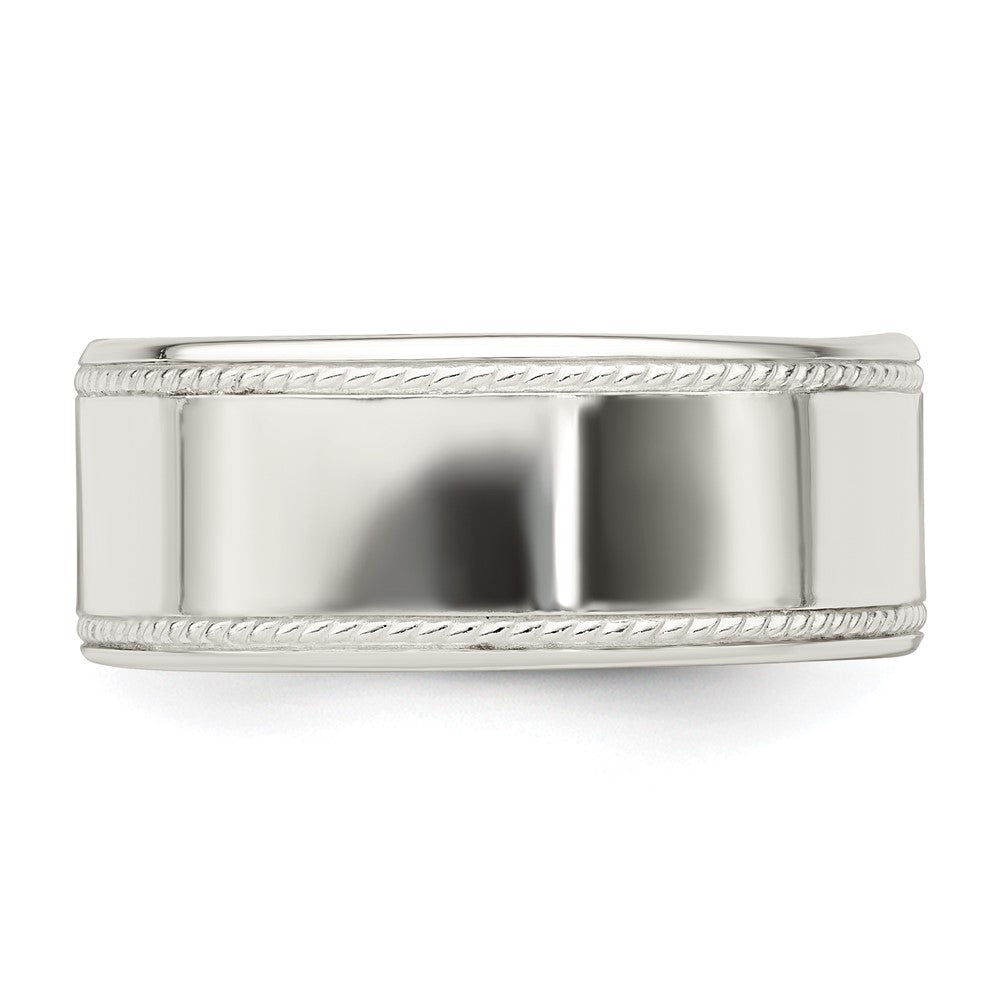 Sterling Silver 9.5mm Designed Edge Band