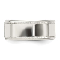 Sterling Silver 9.5mm Designed Edge Band