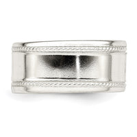 Sterling Silver 9.5mm Designed Edge Band