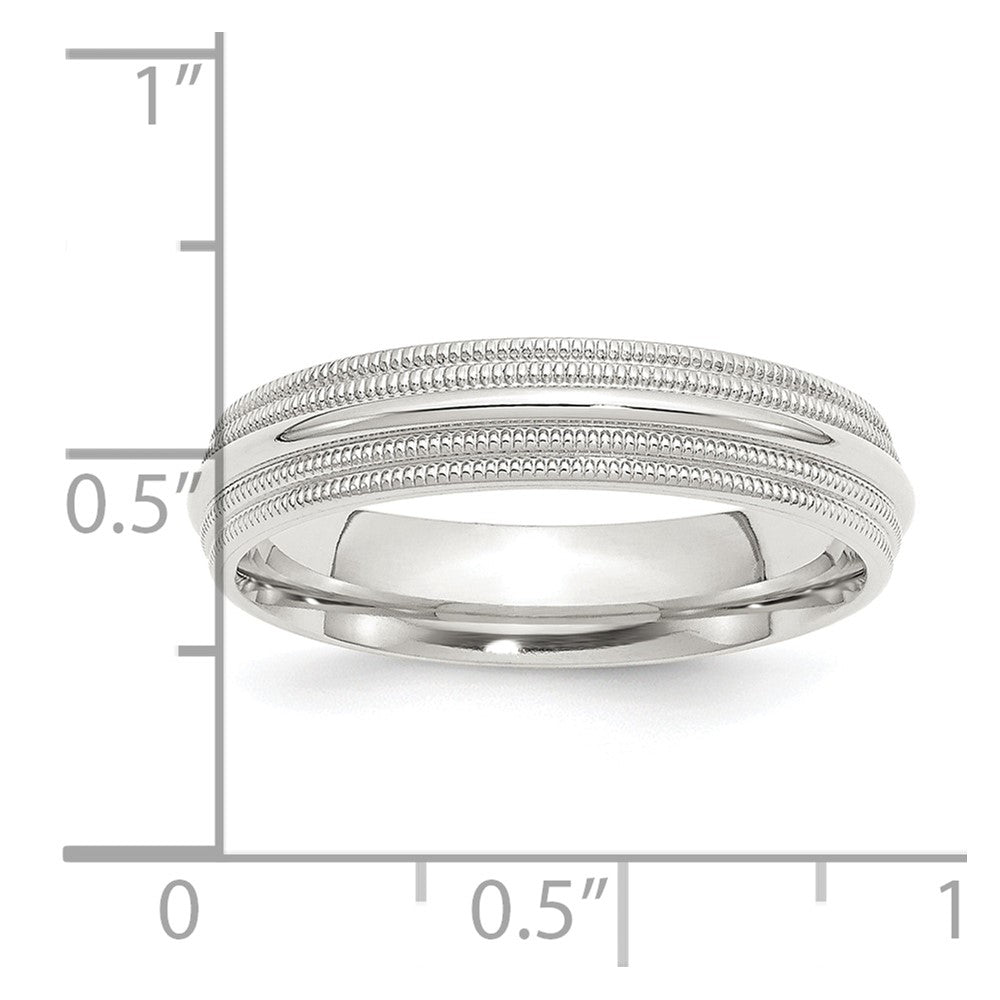 Sterling Silver 5mm Comfort Fit Double Milgrain Size 4 Band
