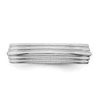 SSilver Rhodium-plated 5mm Comfort Fit Double Milgrain Size 5.5 Band