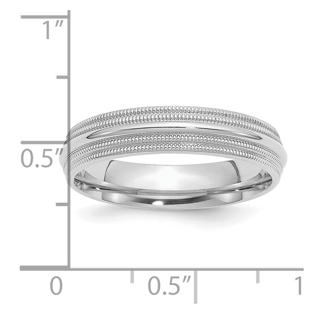SSilver Rhodium-plated 5mm Comfort Fit Double Milgrain Size 8.5 Band